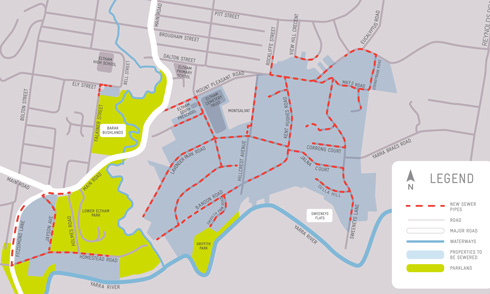 Eltham sewerage project map